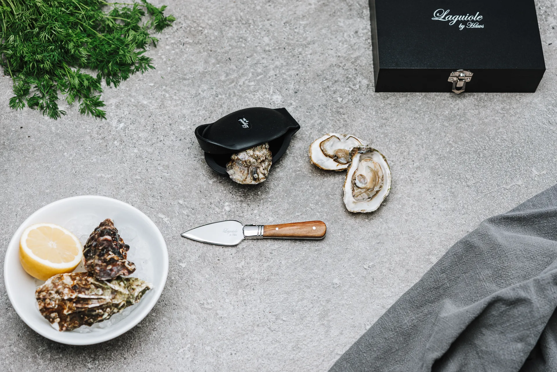 Laguiole by Hâws Austernset 2-teilig, Olivholz-Edelstahl Hâws