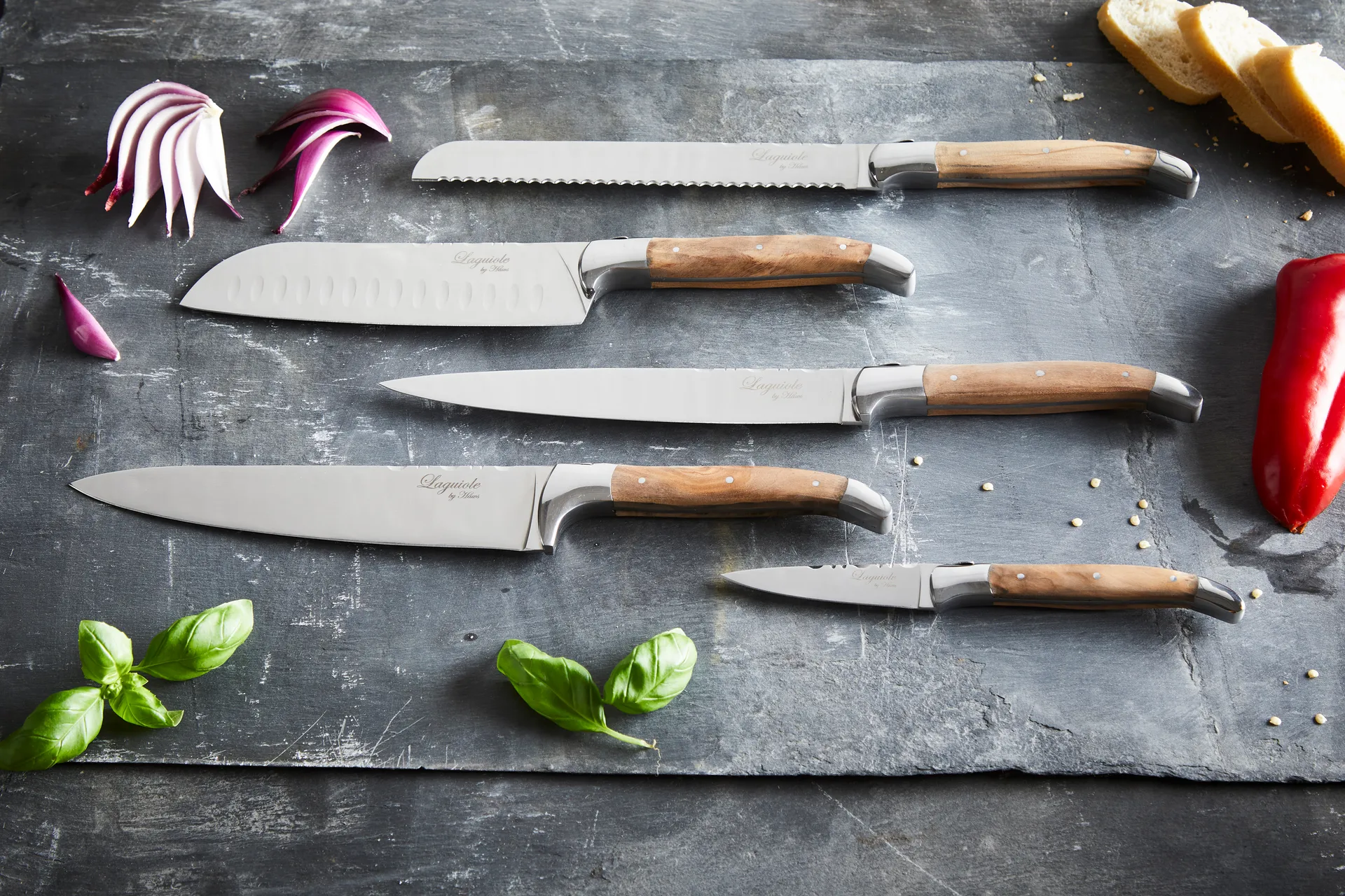 Laguiole By Hâws Kochmesser-Set 5-teilig, Olive Hâws