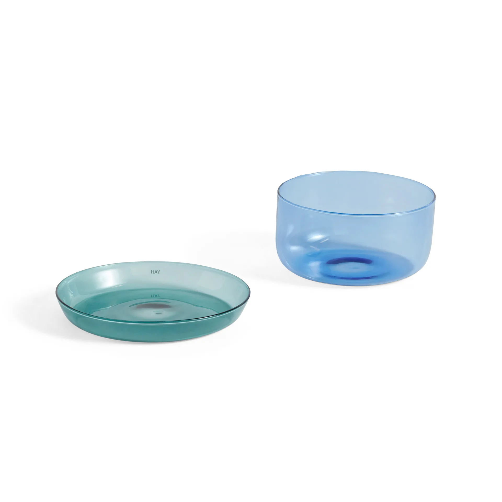 2-in-1 Servierset Schale und Teller, Light blue-aqua HAY