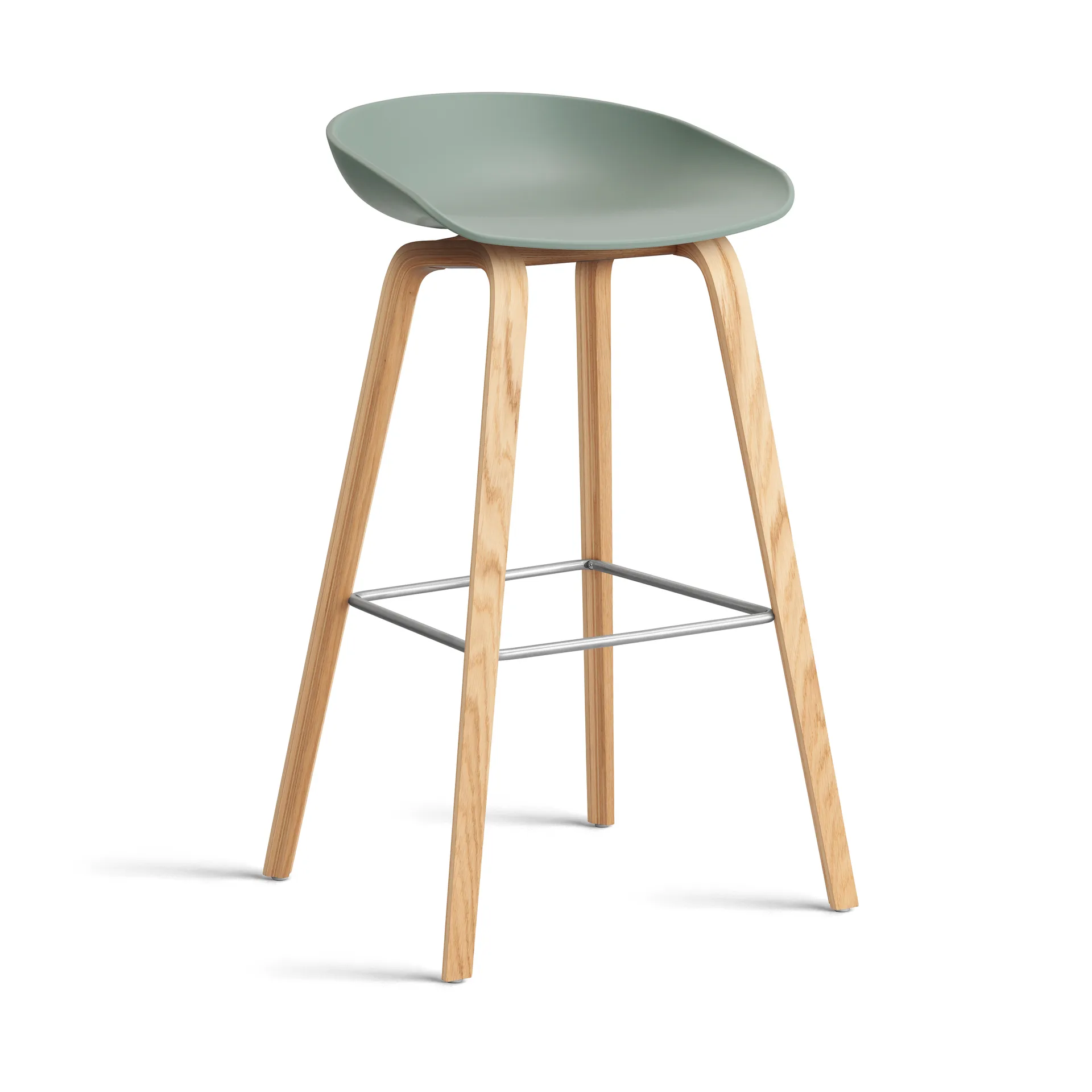 About a Stool 32 High Barhocker lackiertes Eichen­gestell 2.0, Fall green-Edelstahlstütze HAY