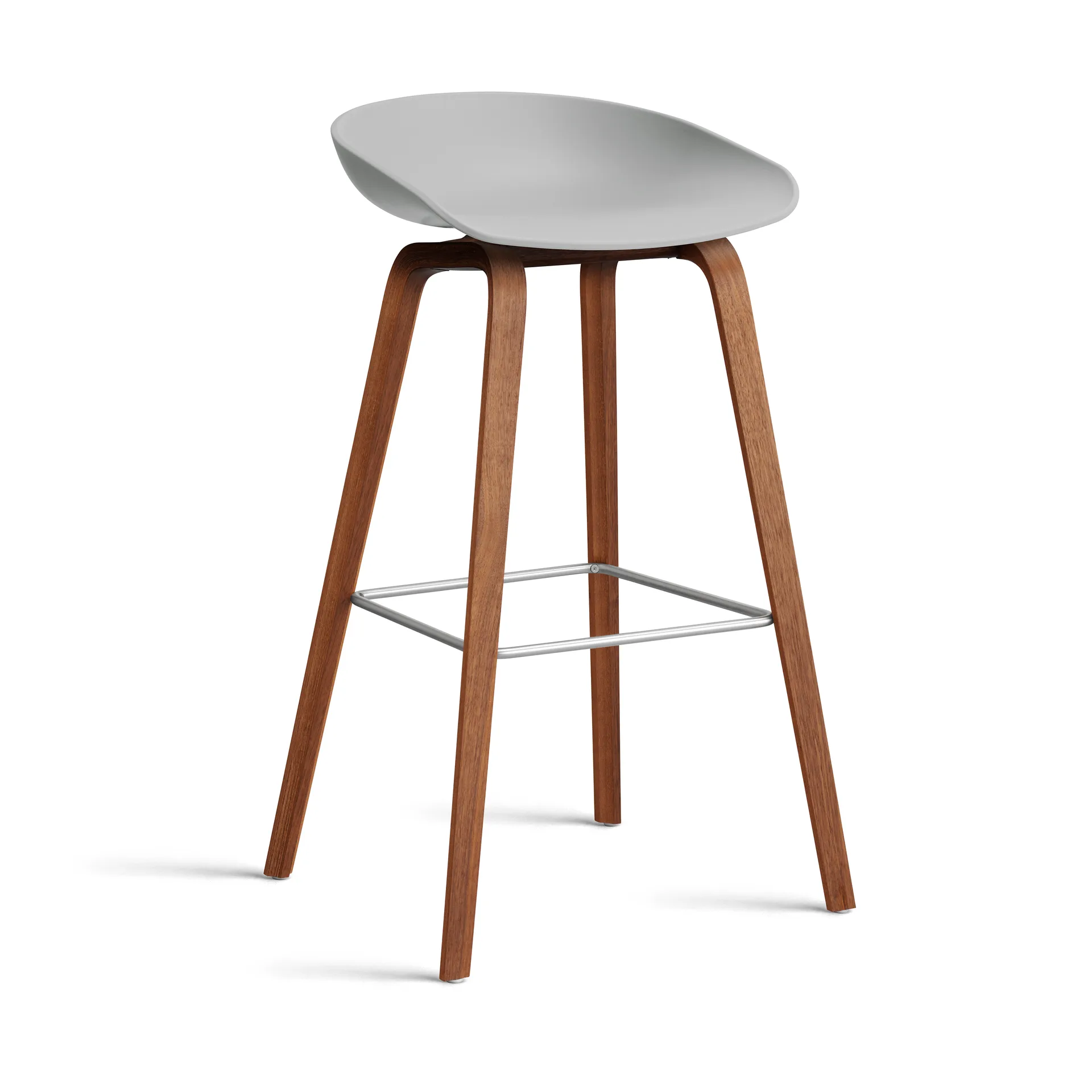 About a Stool 32 High Barhocker Walnussgestell 2.0, Concrete grey-Edelstahlstütze HAY