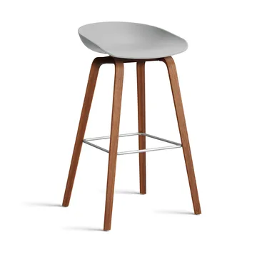 About a Stool 32 High Barhocker Walnussgestell 2.0 - Concrete grey-Edelstahlstütze - HAY