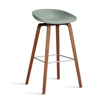 About a Stool 32 High Barhocker Walnussgestell 2.0 - Fall green-Edelstahlstütze - HAY