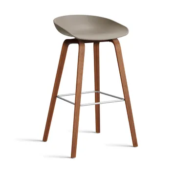 About a Stool 32 High Barhocker Walnussgestell 2.0 - Khaki-Edelstahlstütze - HAY