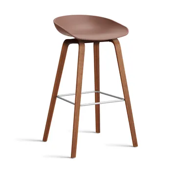About a Stool 32 High Barhocker Walnussgestell 2.0 - Soft brick-Edelstahlstütze - HAY