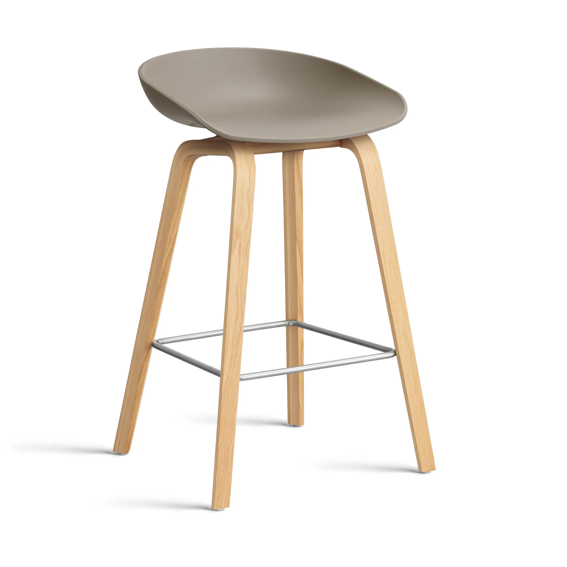 About a Stool 32 Low Barhocker lackiertes Eichengestell 2.0, Khaki-Edelstahlstütze HAY