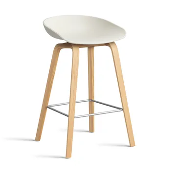 About a Stool 32 Low Barhocker lackiertes Eichengestell 2.0 - Melange cream-Edelstahlstütze - HAY