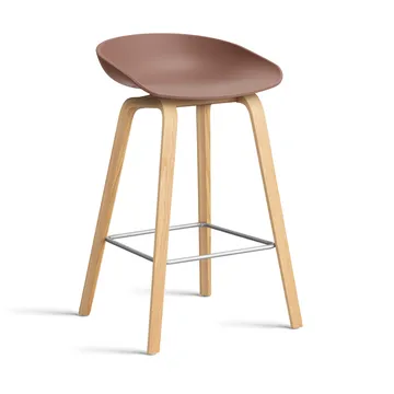 About a Stool 32 Low Barhocker lackiertes Eichengestell 2.0 - Soft brick-Edelstahlstütze - HAY