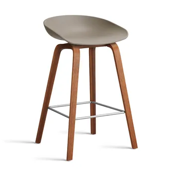 About a Stool 32 Low Barhocker Walnussgestell 2.0 - Khaki-Edelstahlstütze - HAY