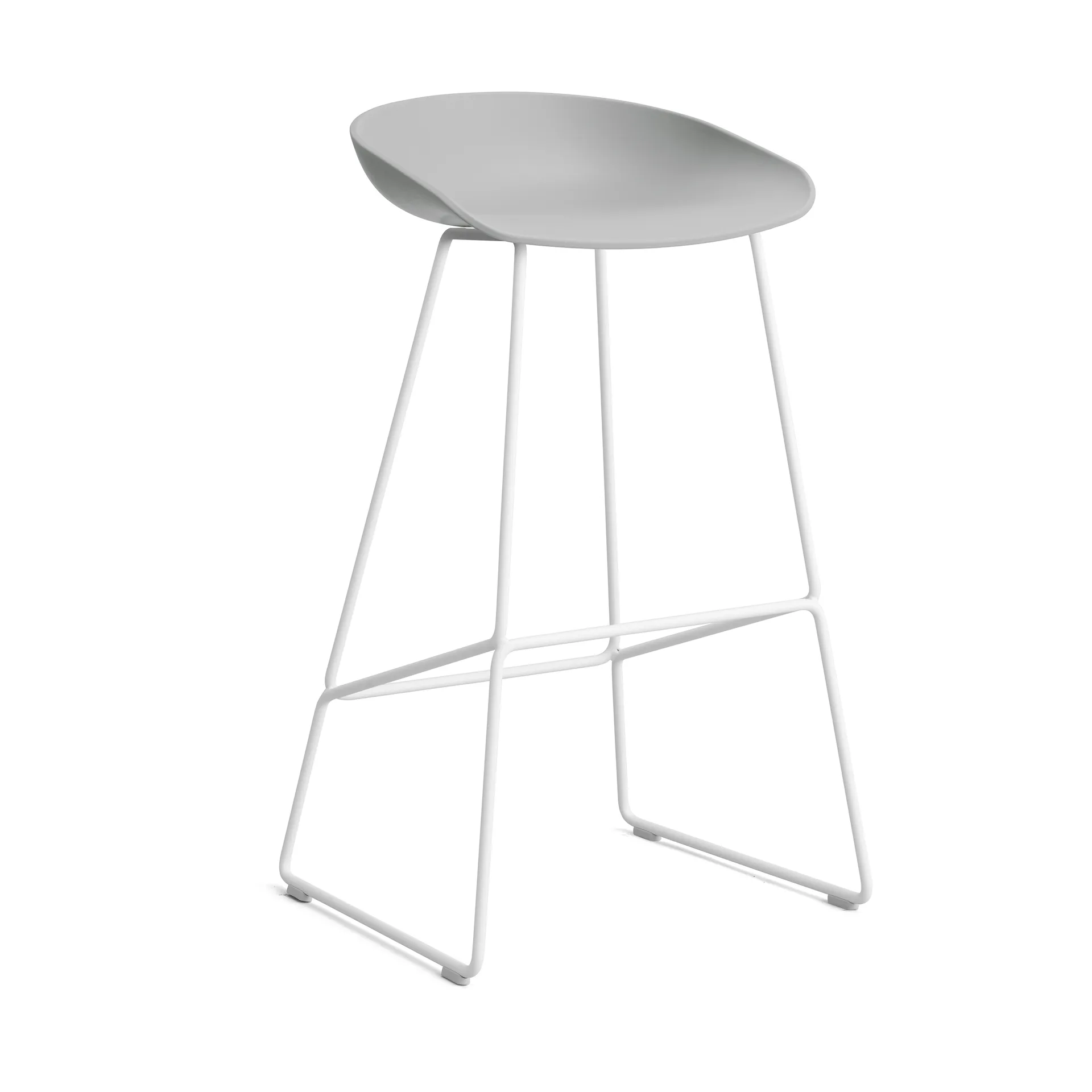 About a Stool 38 High Barhocker 2.0, Concrete grey-weißes Stahlgestell HAY