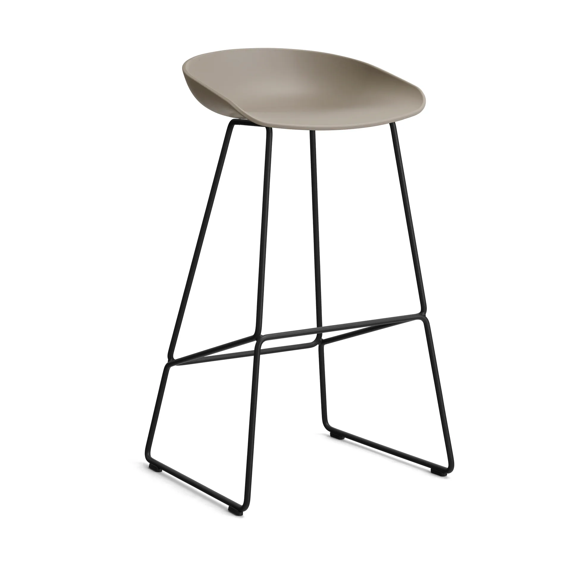 About a Stool 38 High Barhocker 2.0, Khaki-schwarzes Stahlgestell HAY