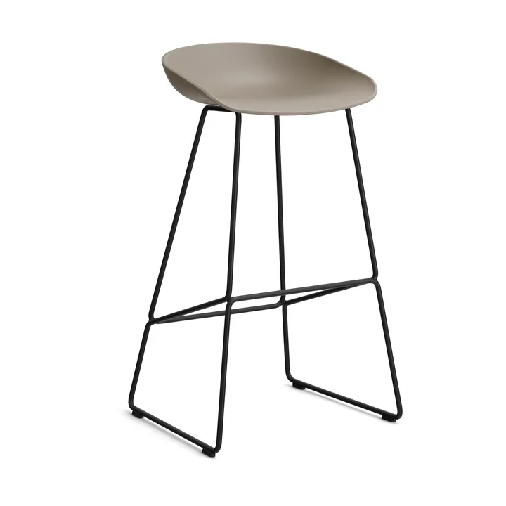About a Stool 38 High Barhocker 2.0 - Khaki-schwarzes Stahlgestell - HAY