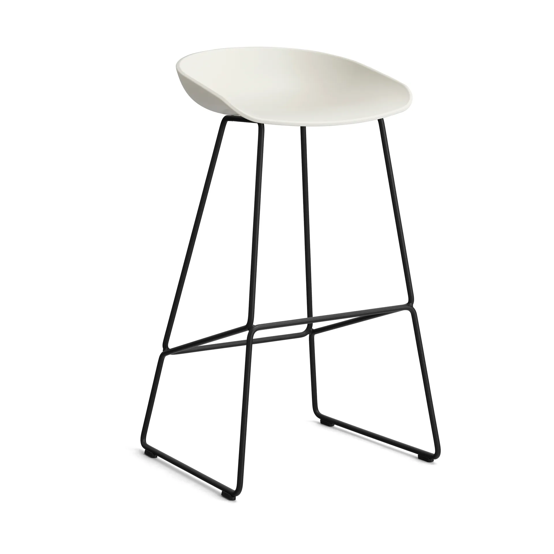 About a Stool 38 High Barhocker 2.0, Melange cream-schwarzes Stahlgestell HAY