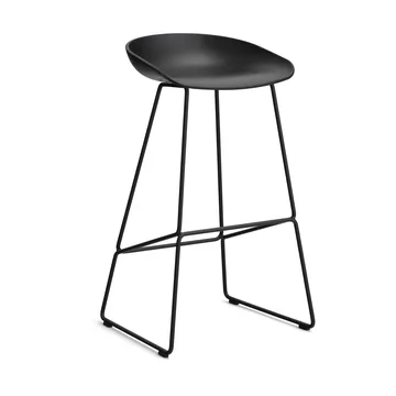About a Stool 38 High Barhocker 2.0 - Schwarz-schwarzes Stahlgestell - HAY