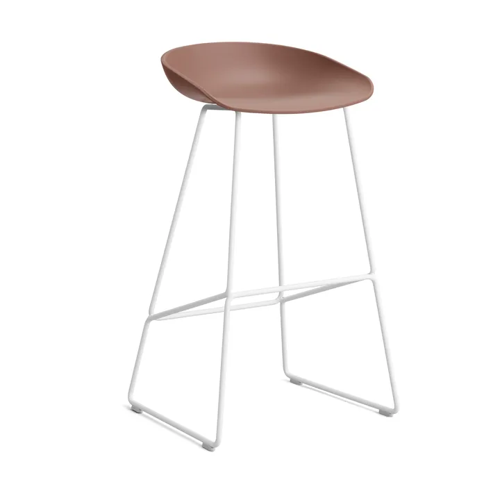 About a Stool 38 High Barhocker 2.0 - Soft brick-weißes Stahlgestell - HAY