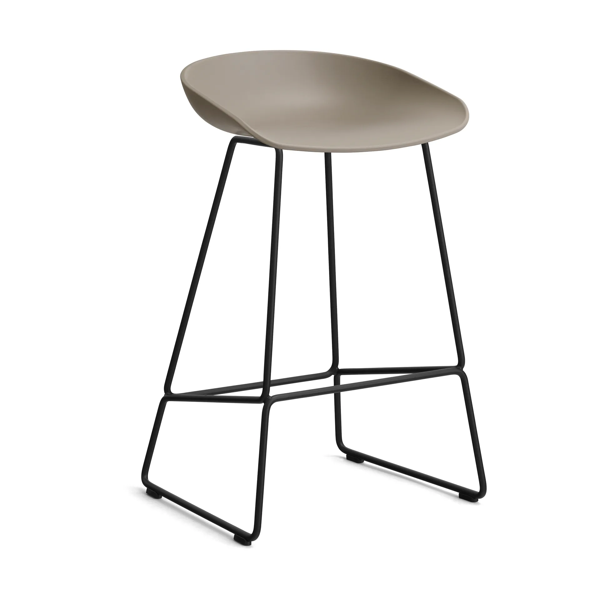 About a Stool 38 Low Barhocker 2.0, Khaki-schwarzes Stahlgestell HAY