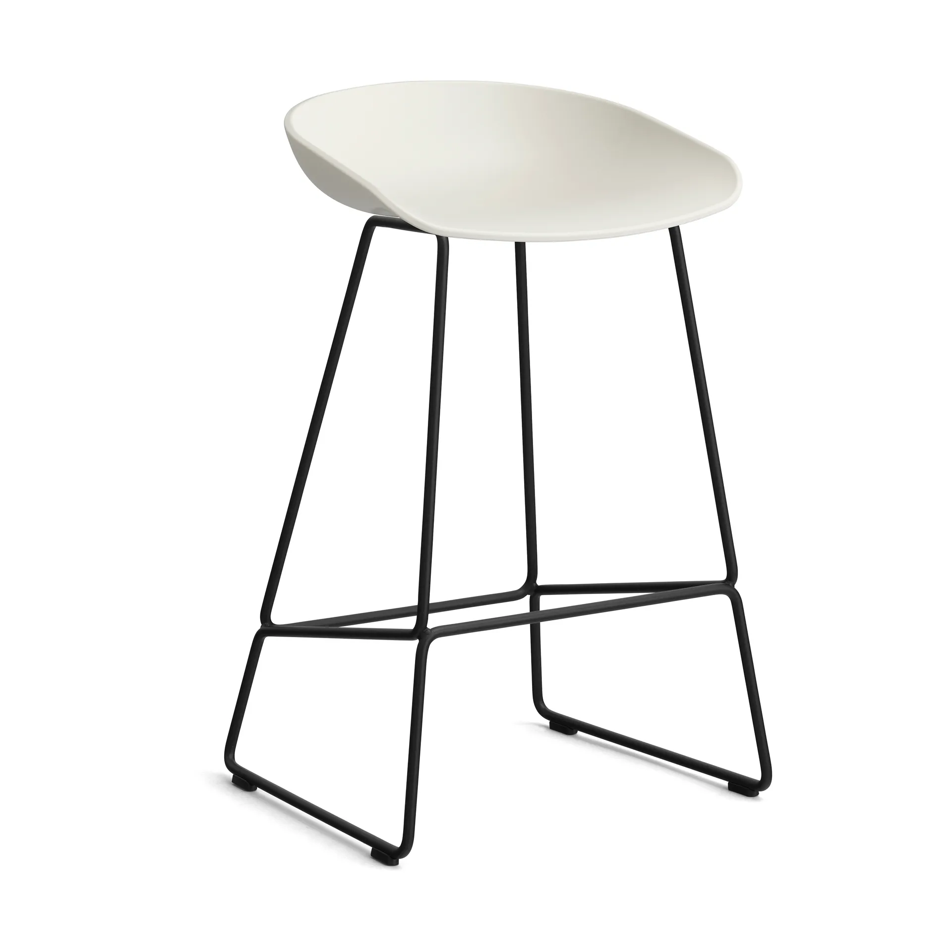 About a Stool 38 Low Barhocker 2.0, Melange cream-schwarzes Stahlgestell HAY