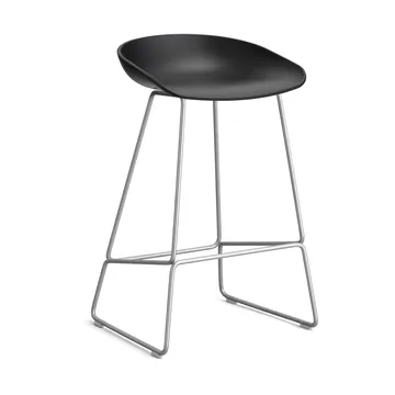 About a Stool 38 Low Barhocker 2.0 - Schwarz-Edelstahlgestell - HAY