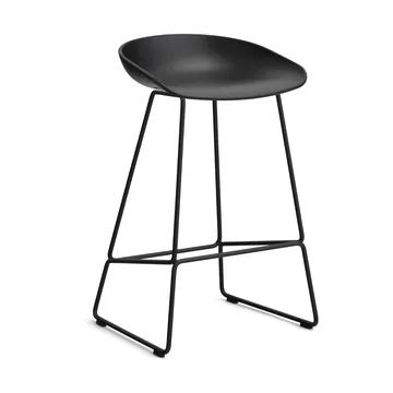 About a Stool 38 Low Barhocker 2.0 - Schwarz-schwarz Stahlgestell - HAY