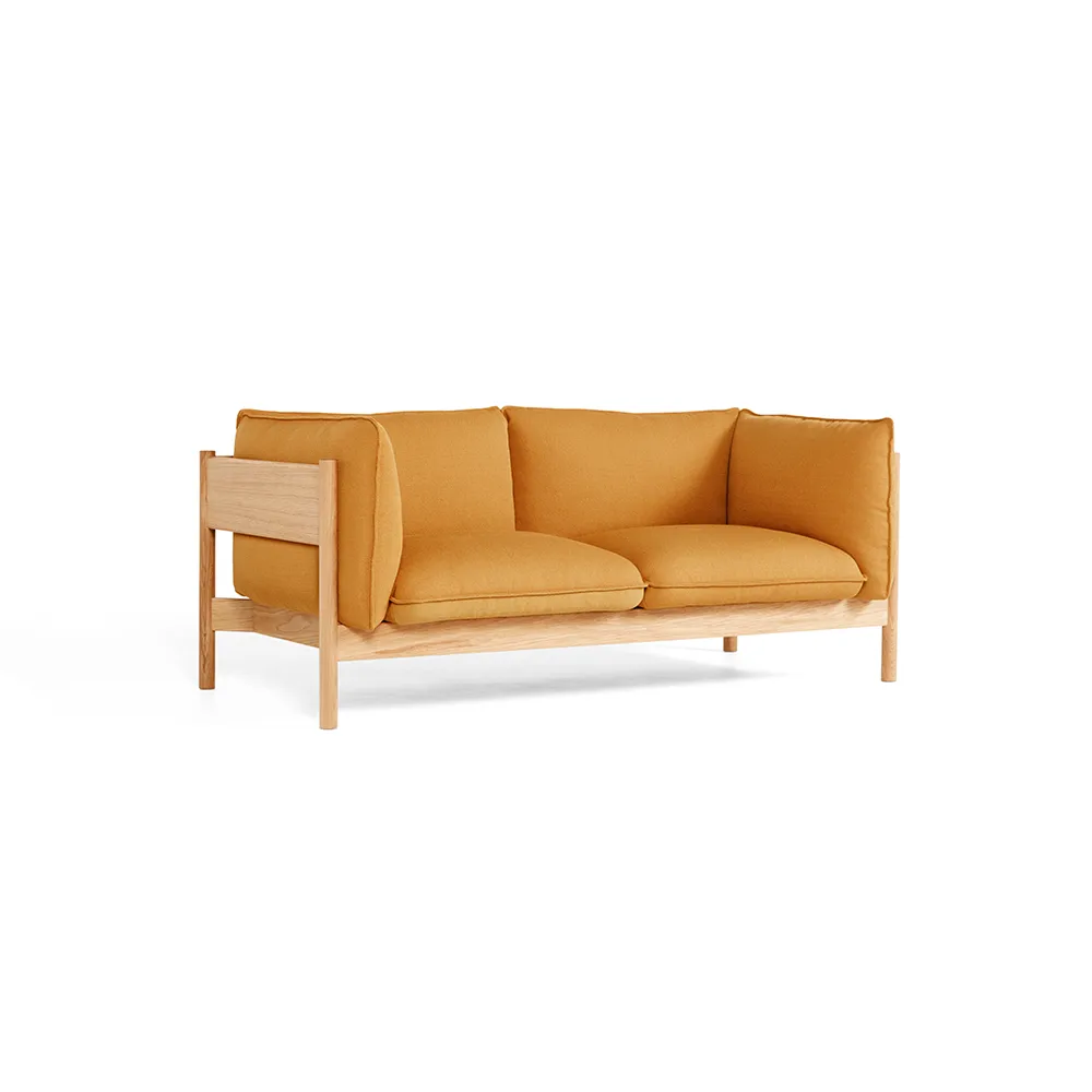 Arbour ECO 2-Sitzer Sofa, Stoff vidar 472 mustard- wachsgeoltes Eichen­gestell HAY