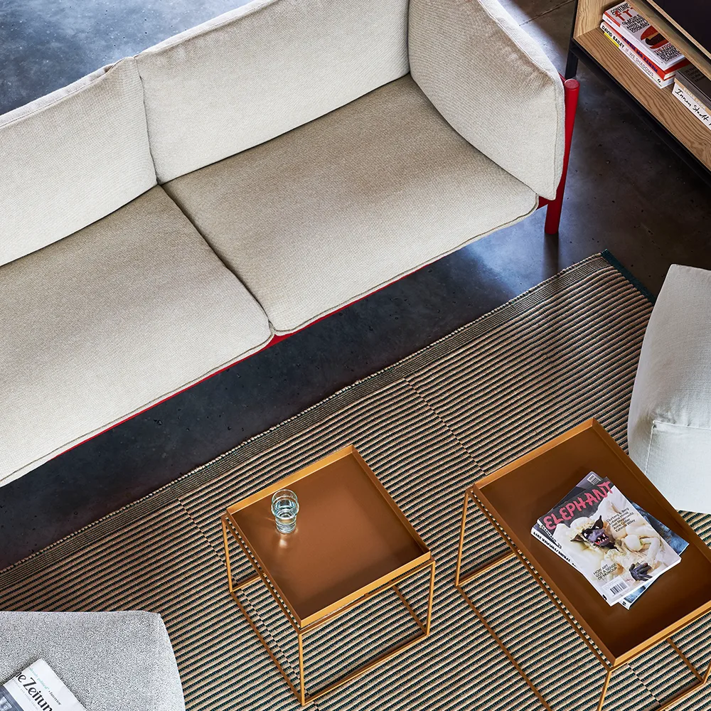 Arbour ECO 2-Sitzer Sofa, Stoff vidar 472 mustard- wachsgeoltes Eichen­gestell HAY