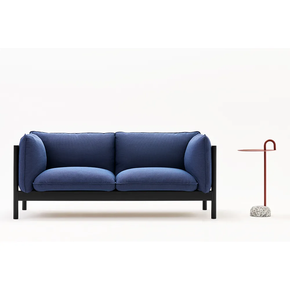 Arbour ECO 2-Sitzer Sofa, Stoff Vidar 472 mustard, wachsgeöltes Walnussholz HAY