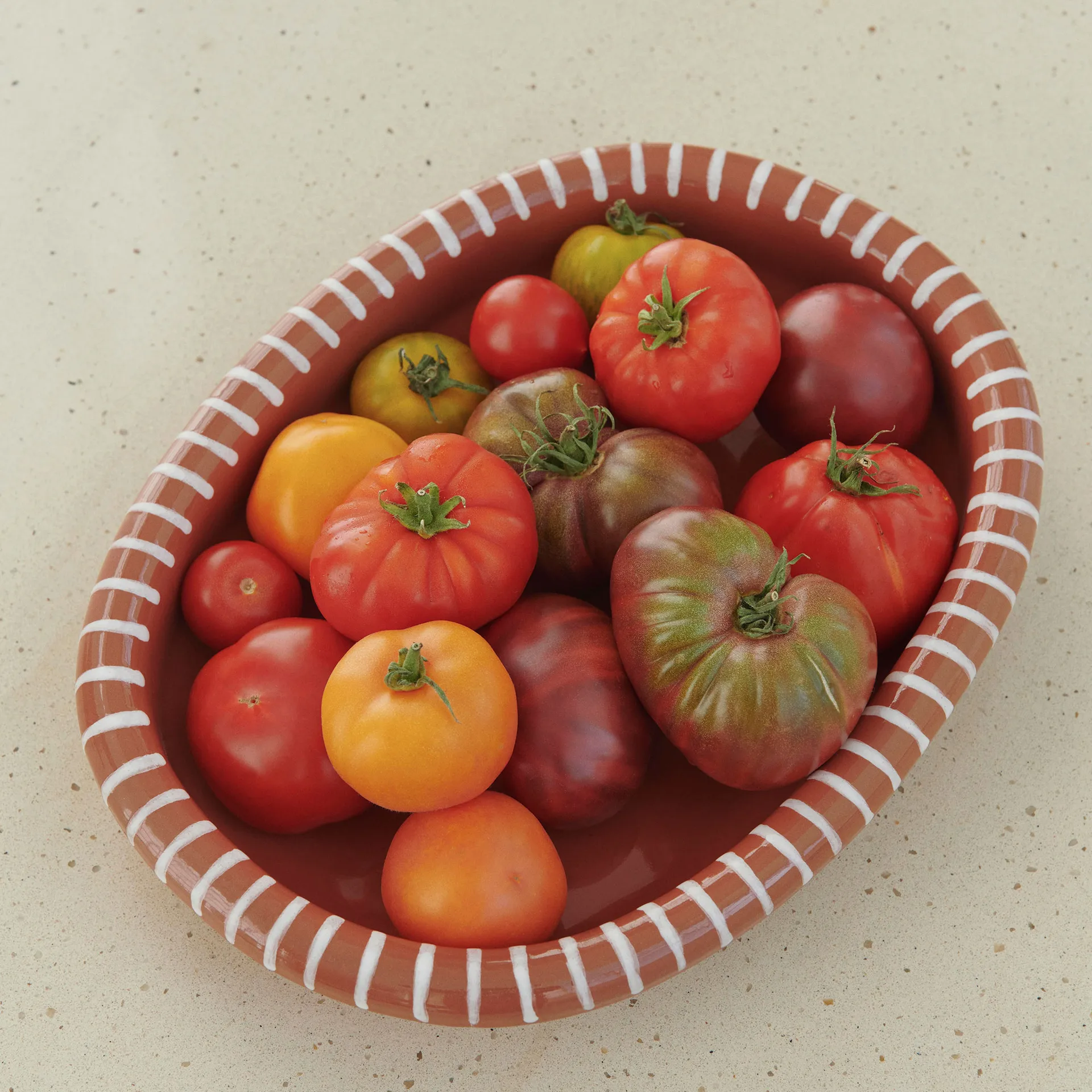 Barro ovale Servierplatte, Natural with stripes, large 27x36 cm HAY