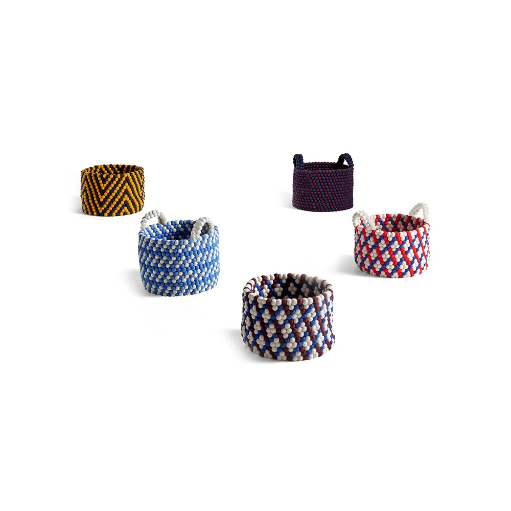 Bead Korb mit Henkel, Blue dash, large HAY