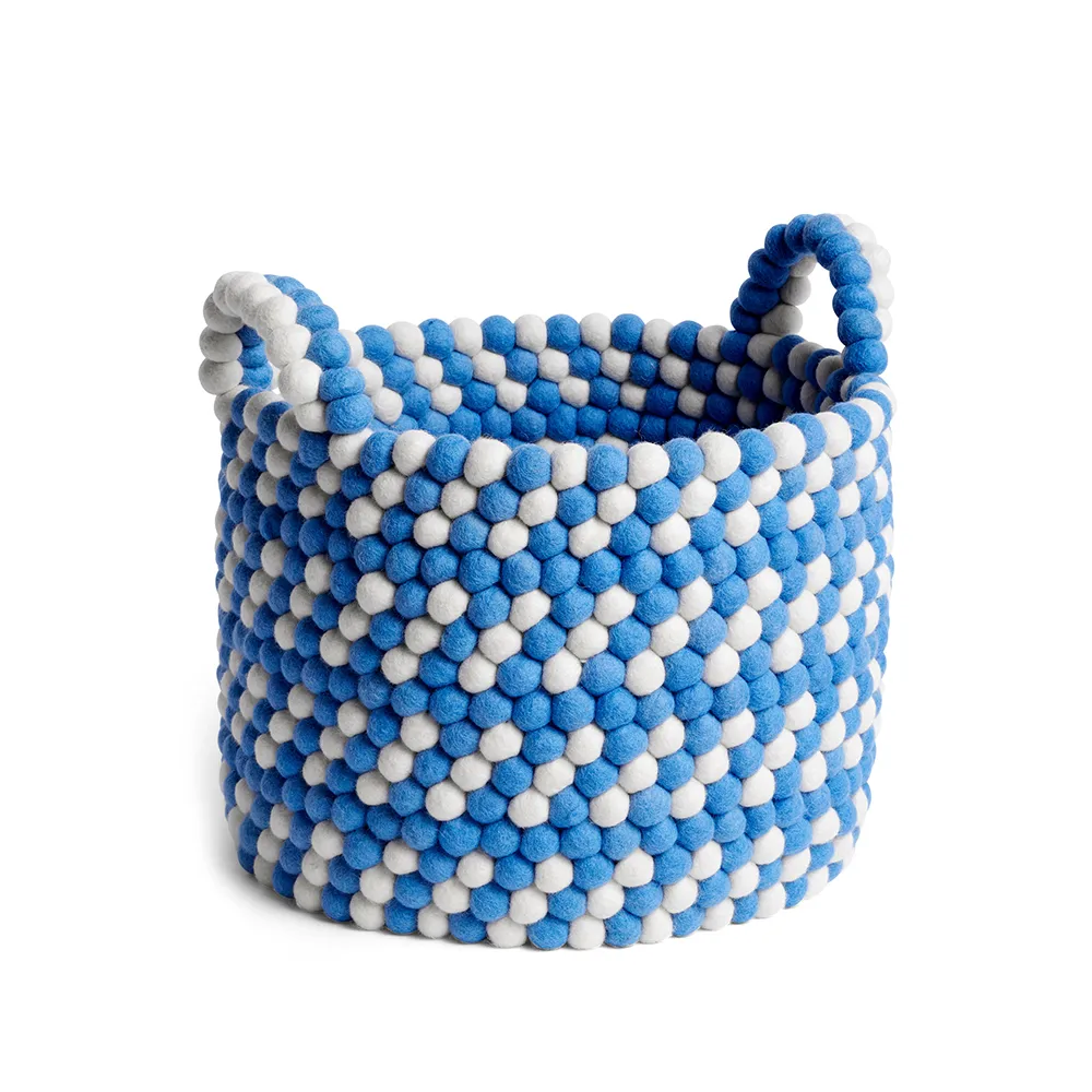 Bead Korb mit Henkel, Blue dash, large HAY