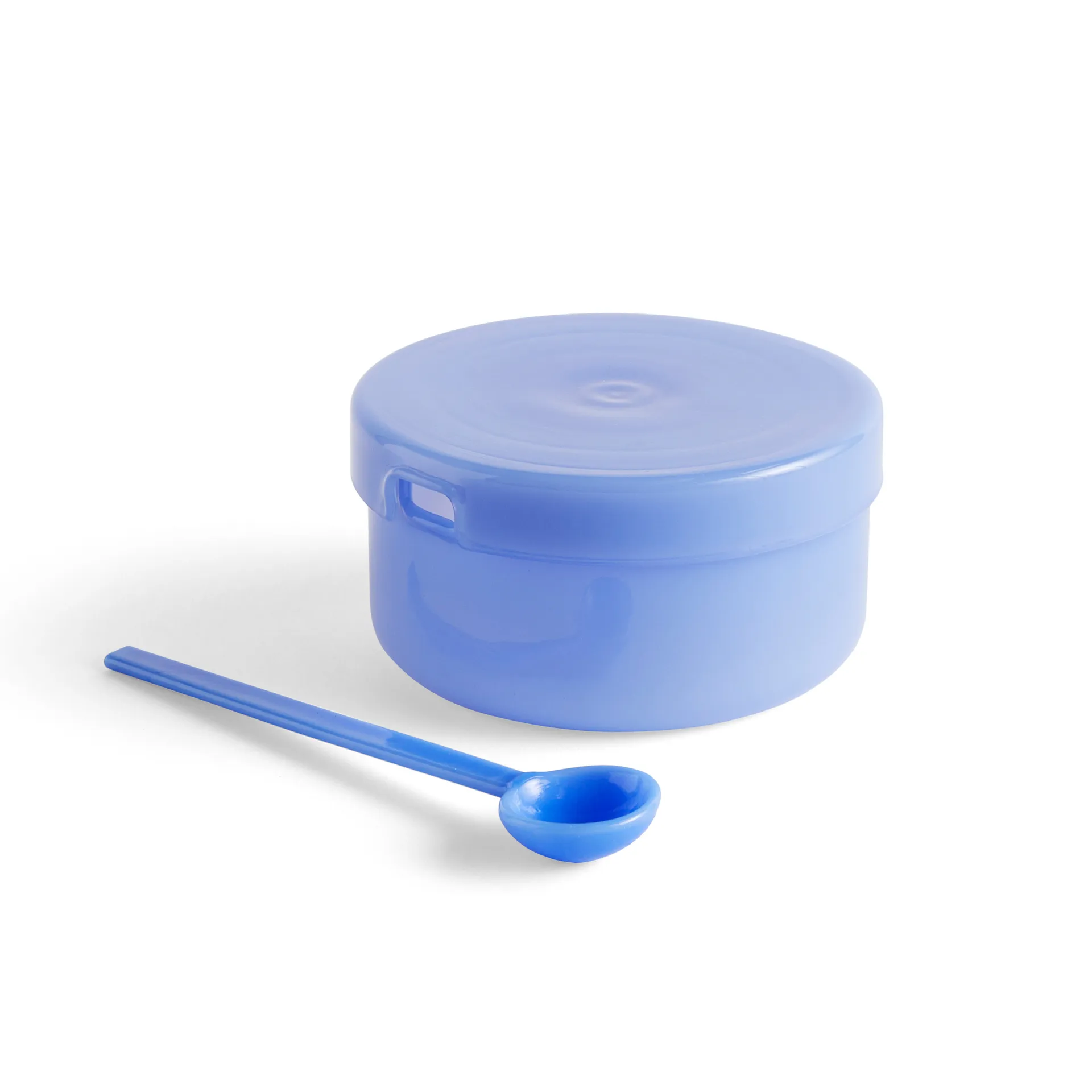 Borosilicate Schale mit Deckel und Löffel, Jade light blue HAY