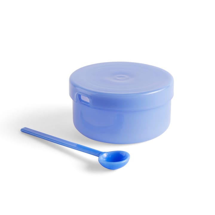 Borosilicate Schale mit Deckel und Löffel, Jade light blue HAY