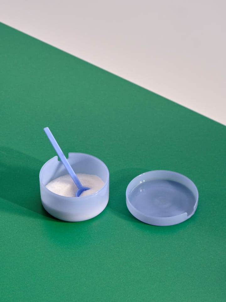 Borosilicate Schale mit Deckel und Löffel, Jade light blue HAY