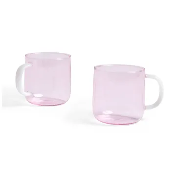 Borosilicate Tasse 2er Pack - Pink-white - HAY