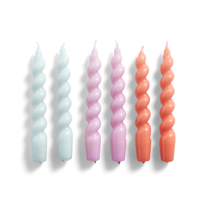 Candle Spiral Kerze 6er Pack - Ice blue-lilac-apricot - HAY