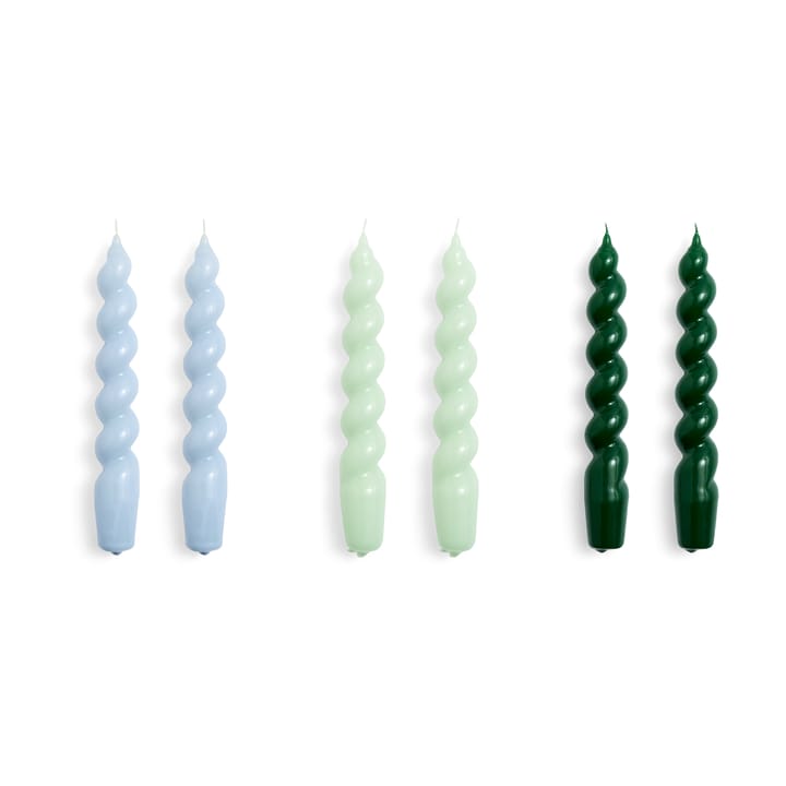 Candle Spiral Kerze 6er Pack, Light blue-Mint-green HAY