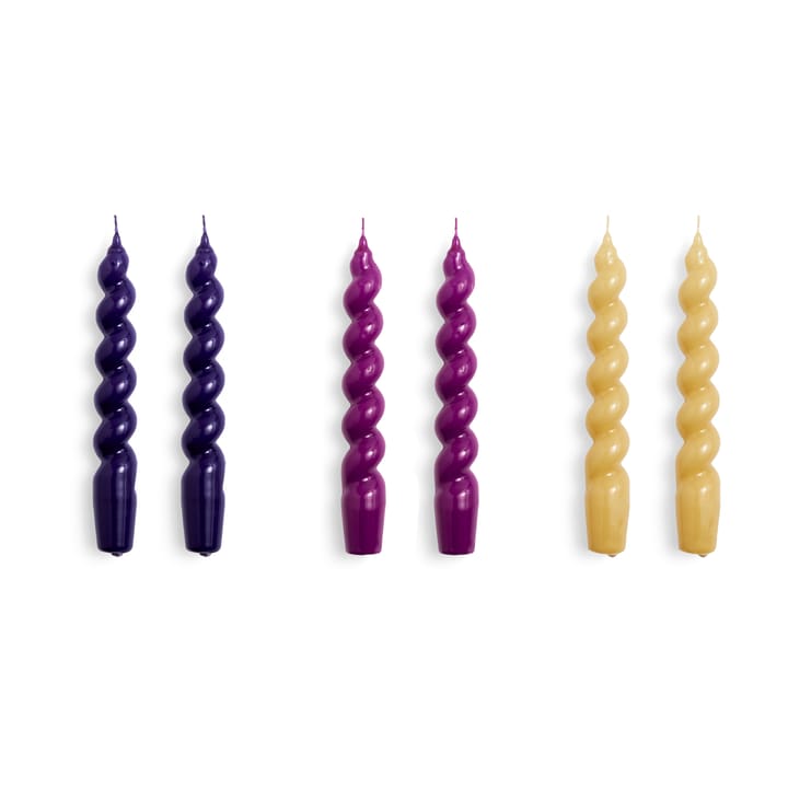 Candle Spiral Kerze 6er Pack - Purple-fuschia-mustard - HAY