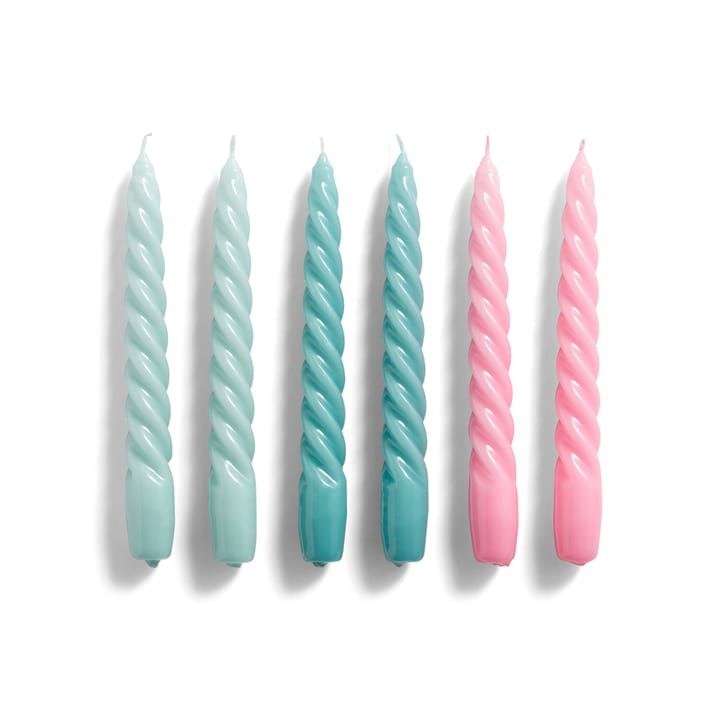 Candle Twist Kerze 6er Pack - Arctic blue-teal-pink - HAY