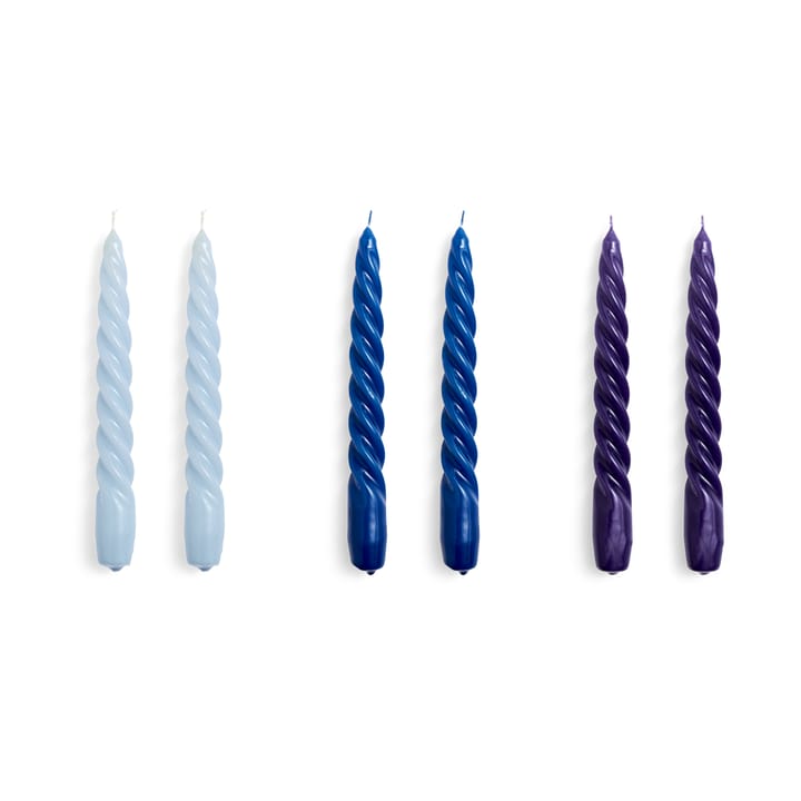 Candle Twist Kerze 6er Pack - Light blue-blue-purple - HAY