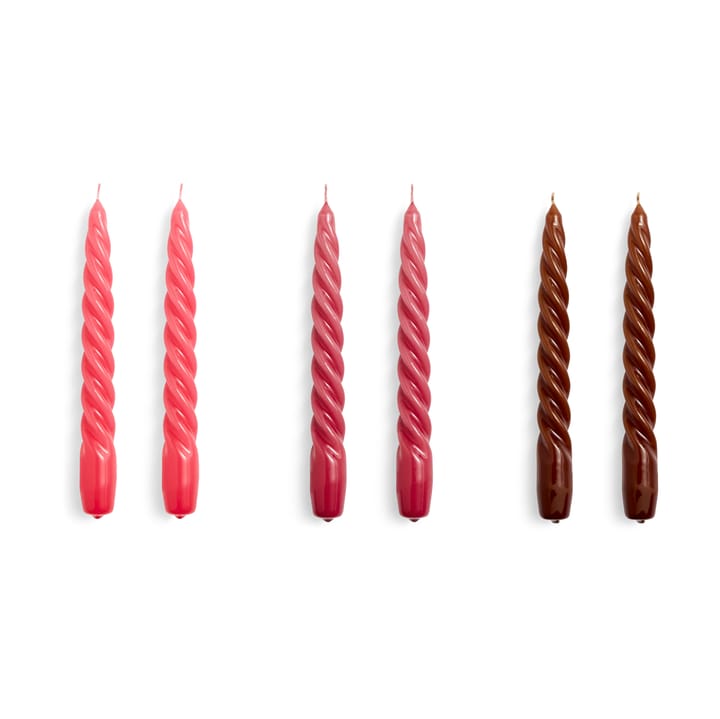 Candle Twist Kerze 6er Pack, Raspberry-dark punsch-brown HAY