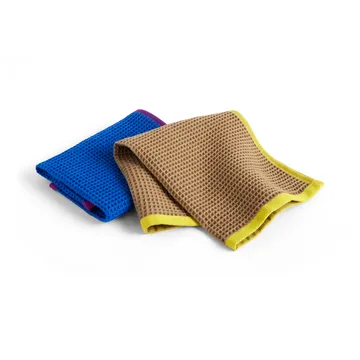 Canteen Geschirrtuch 31 × 31 cm, 2-teilig - Blue/fuchsia-Beige/yellow - HAY