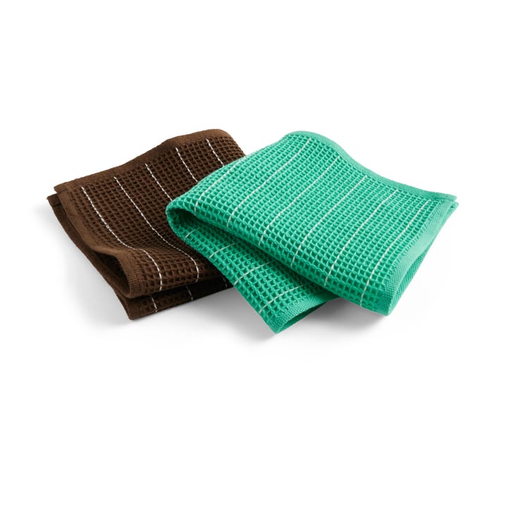 Canteen Geschirrtuch 31 x 31cm 2er Pack - Chocolate pinstripe-Emerald pinstripe​ - HAY