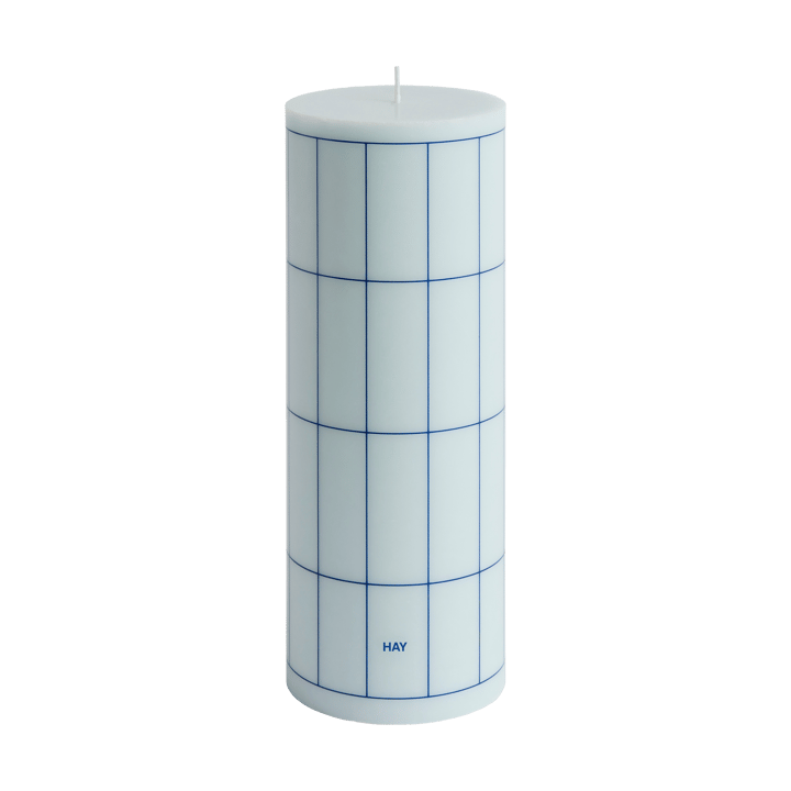 Column Candle Blockkerze large 25 cm - Light blue-blue Grid Check - HAY