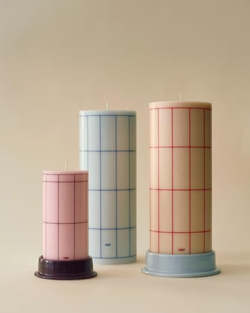 Column Candle Blockkerze large 25 cm - Light blue-blue Grid Check - HAY