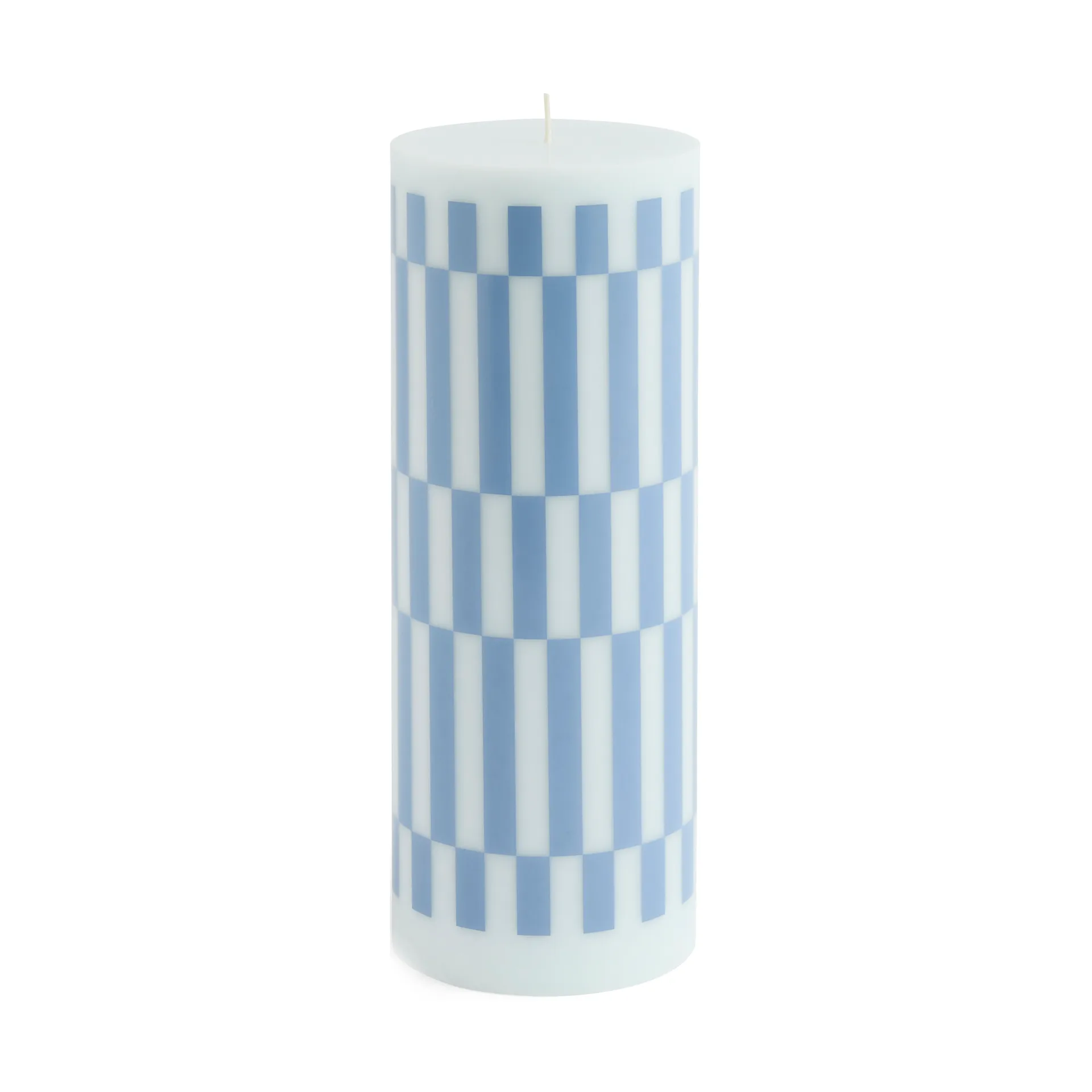 Column Candle Blockkerze large 25 cm, Light blue-dusty blue check HAY