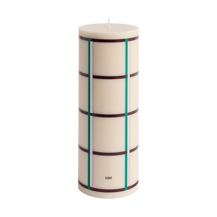 Column Candle Blockkerze large 25 cm - Off white-green bordeaux-silver - HAY