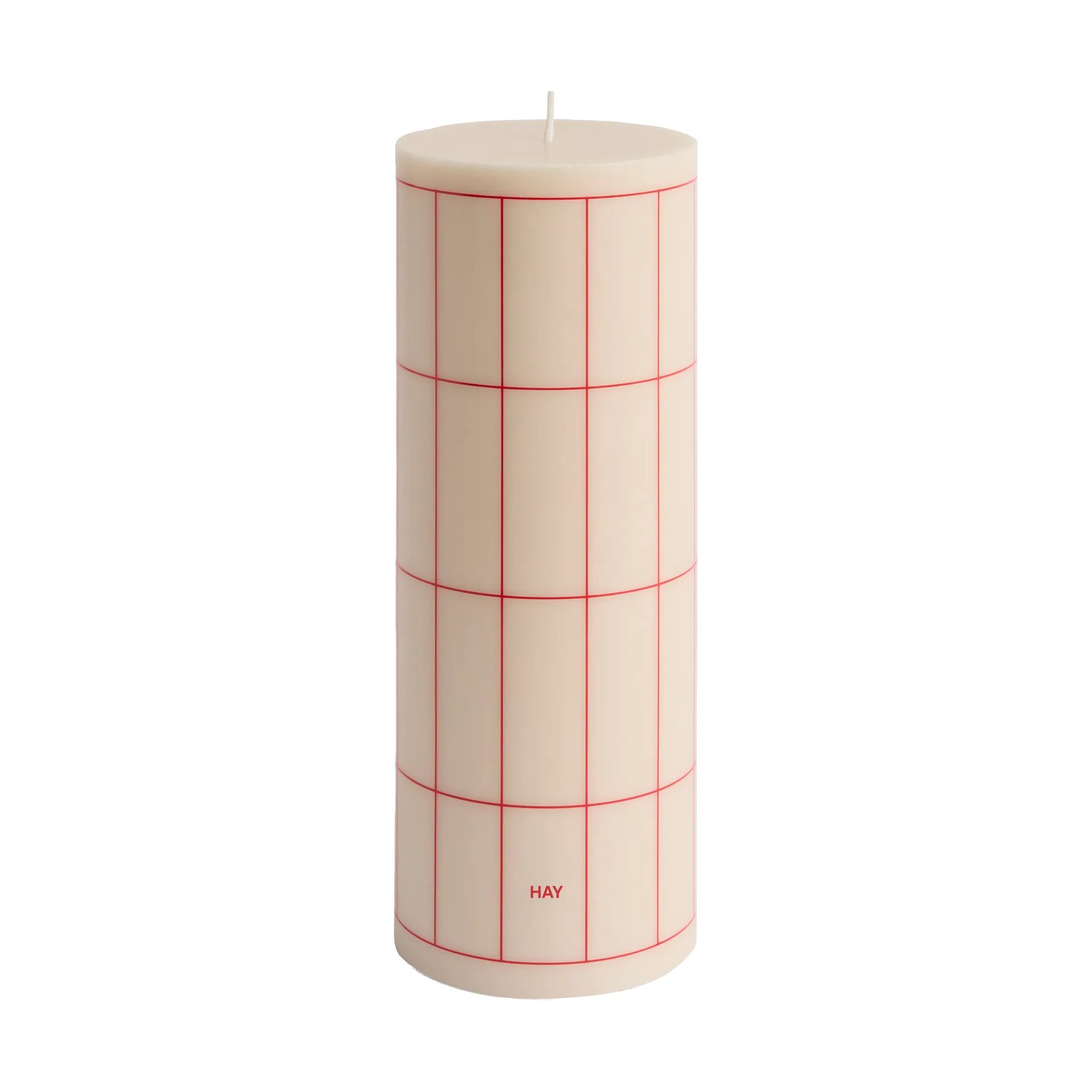Column Candle Blockkerze large 25 cm, Off white-red grid check HAY