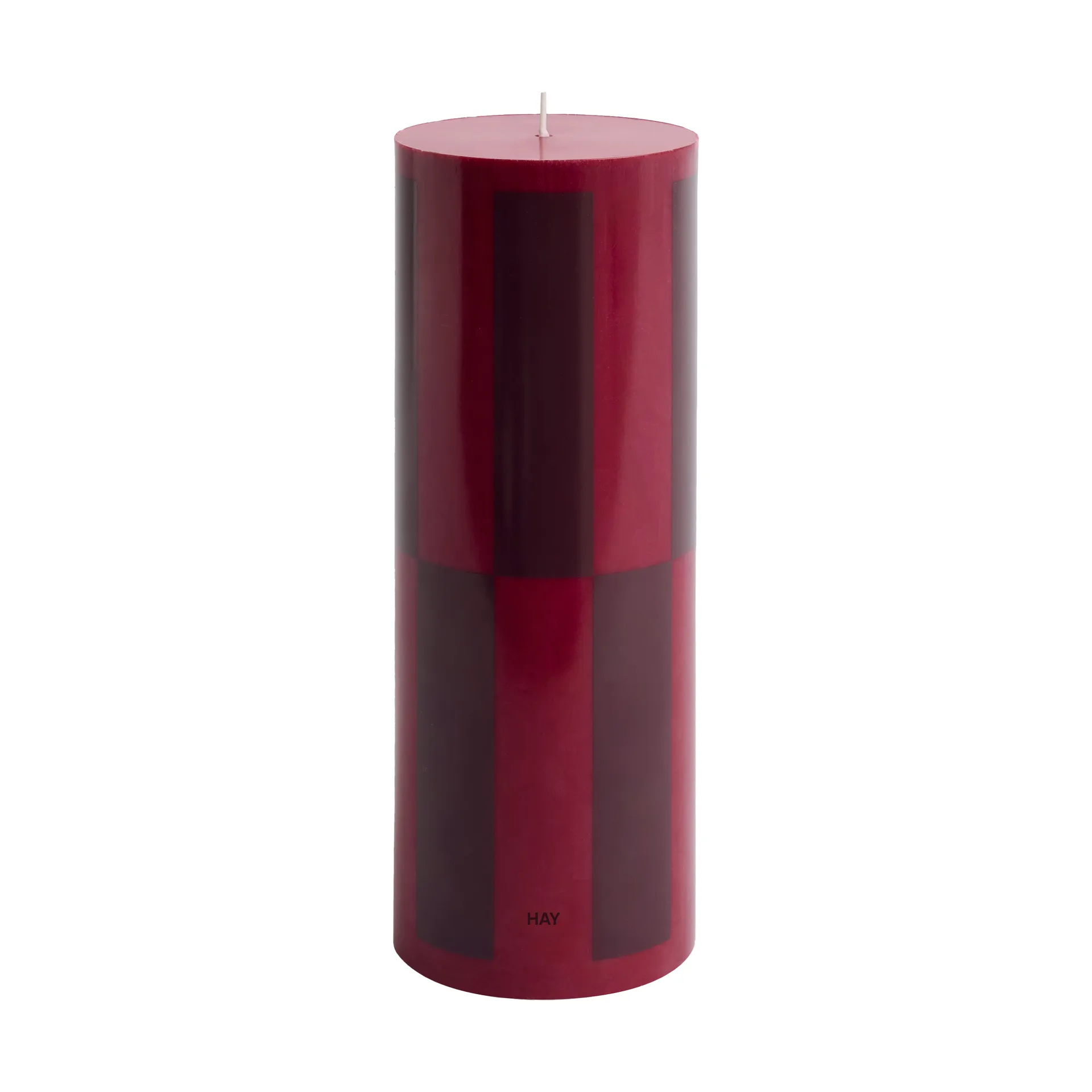Column Candle Blockkerze large 25 cm, Wine-bordeaux large check HAY