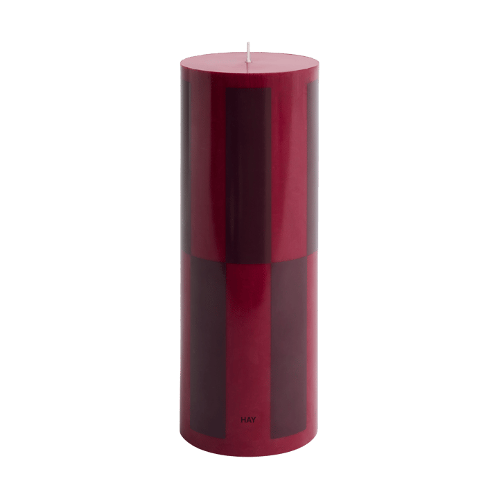 Column Candle Blockkerze large 25 cm - Wine-bordeaux large check - HAY