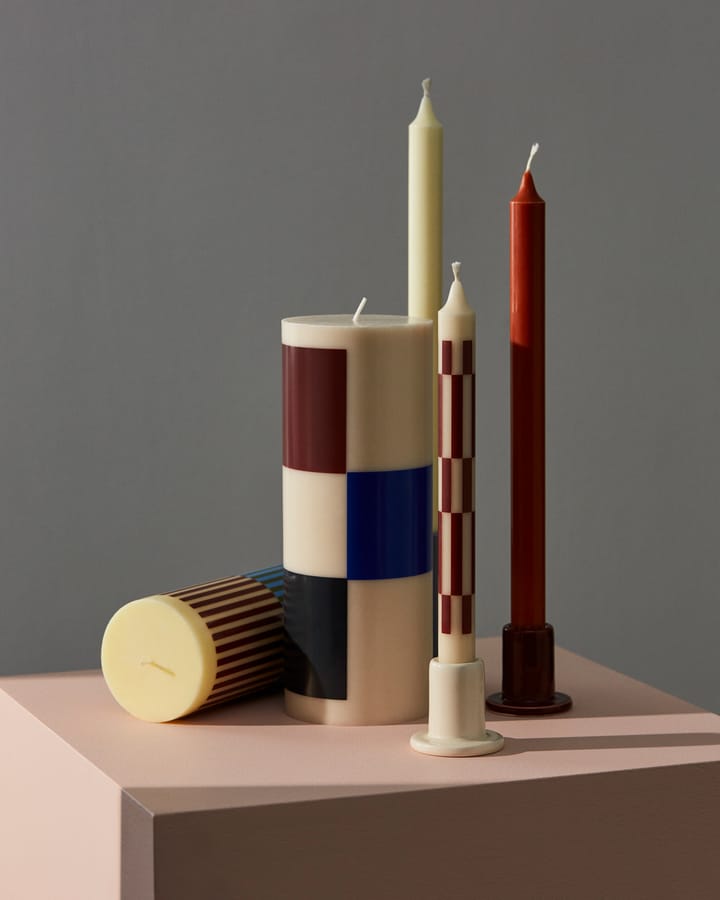 Column Candle Blockkerze large 25cm, Off white-brown-black-blue HAY