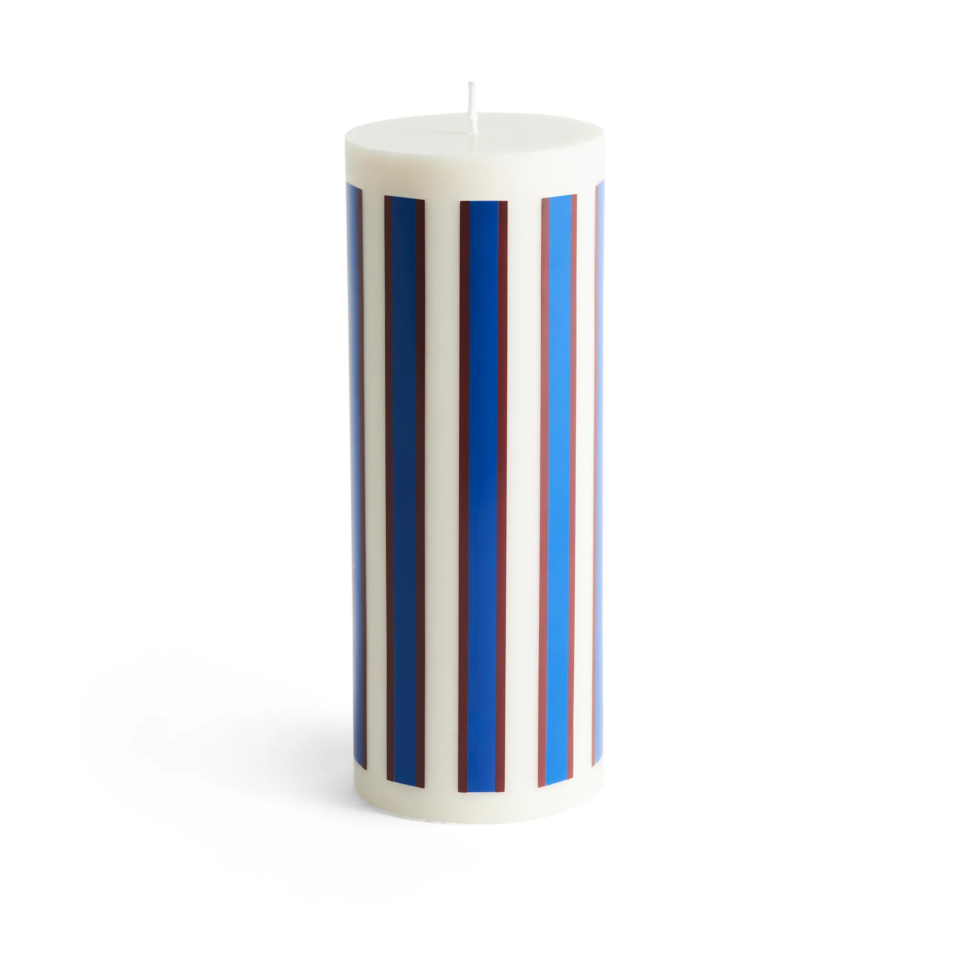 Column Candle Blockkerze large 25cm, Off white-brown-blue HAY